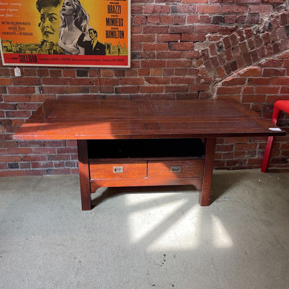 Dark Wood Textured Drop Leaf Dining Table