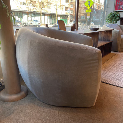 Dove Grey Velvet Barrel Back Swivel Chair