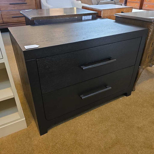 Black 2 Drawer Sculptural Leg Nightstand