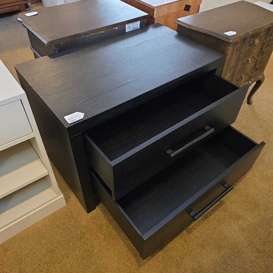 Black 2 Drawer Sculptural Leg Nightstand