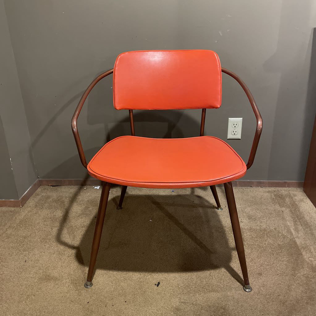 Groovy Orange with Metal Frame Accent Chair