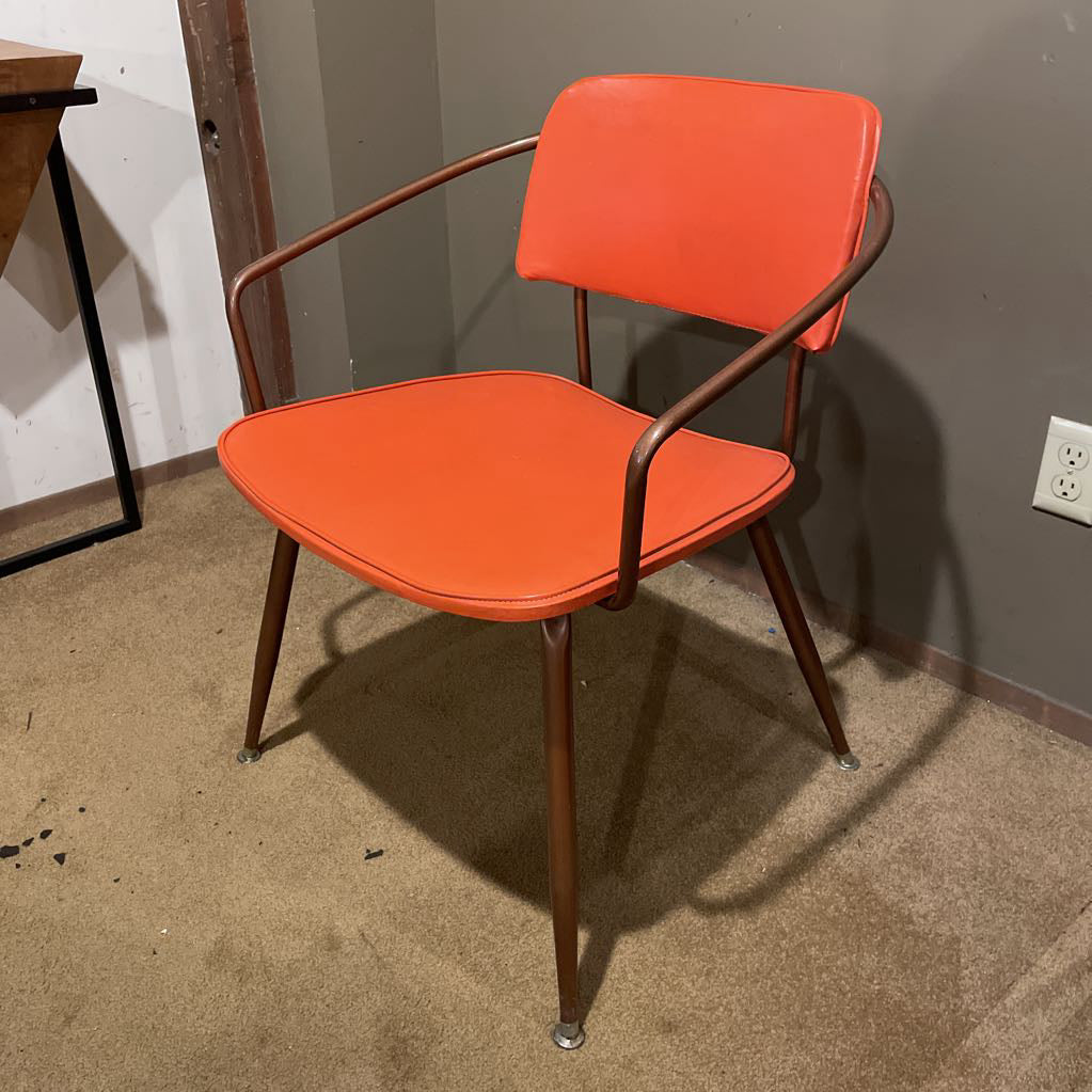 Groovy Orange with Metal Frame Accent Chair