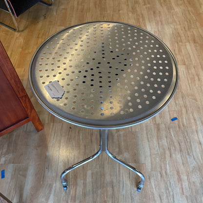 Tall Round Metal Bar Table on Casters