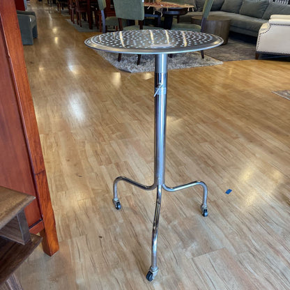 Tall Round Metal Bar Table on Casters