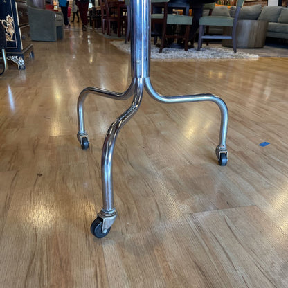 Tall Round Metal Bar Table on Casters