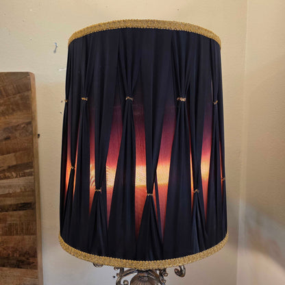 Fancy Baroque with Black Marble Base & Black Barrel Shade Lamp