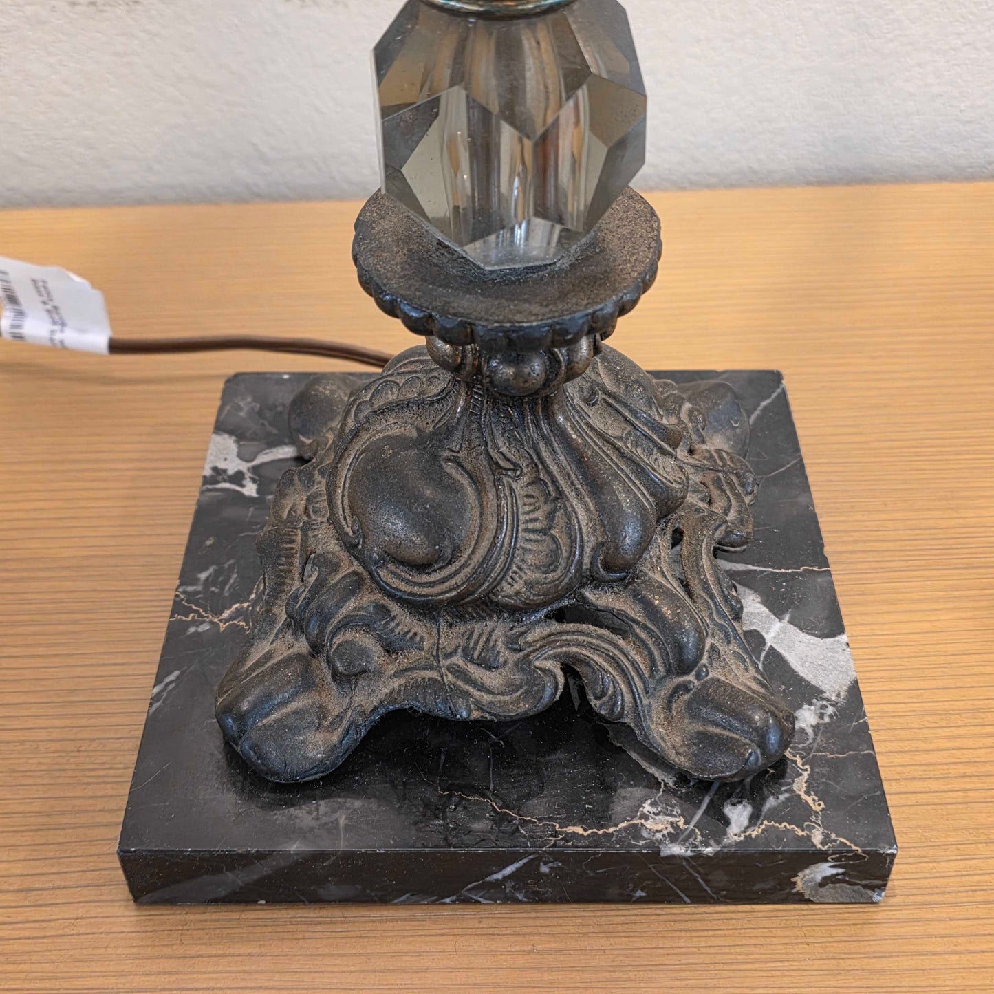 Fancy Baroque with Black Marble Base & Black Barrel Shade Lamp