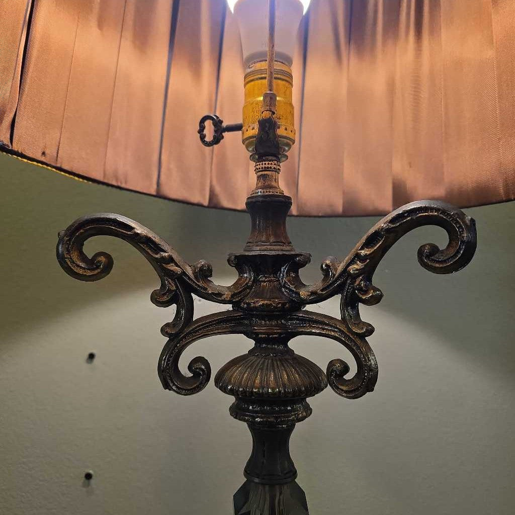 Fancy Baroque with Black Marble Base & Black Barrel Shade Lamp