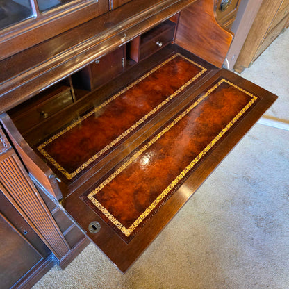 Bubble Glass China Cabinet with Secretary Desk