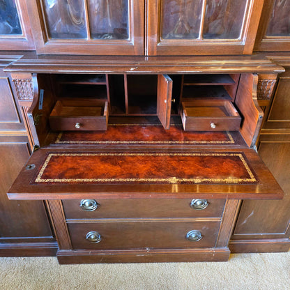 Bubble Glass China Cabinet with Secretary Desk