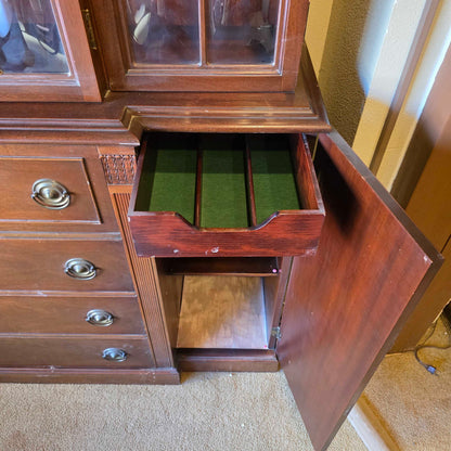 Bubble Glass China Cabinet with Secretary Desk