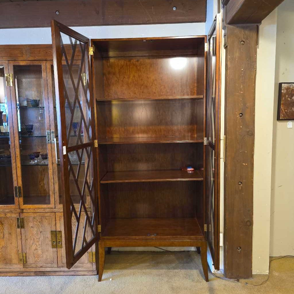 Woodbridge Reed Geometric Wood & Glass Double Doors Cabinet