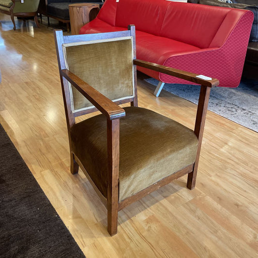 Small Wood with Gold Velvet Armchair