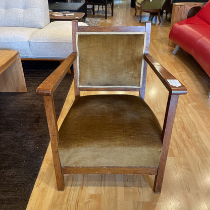 Small Wood with Gold Velvet Armchair