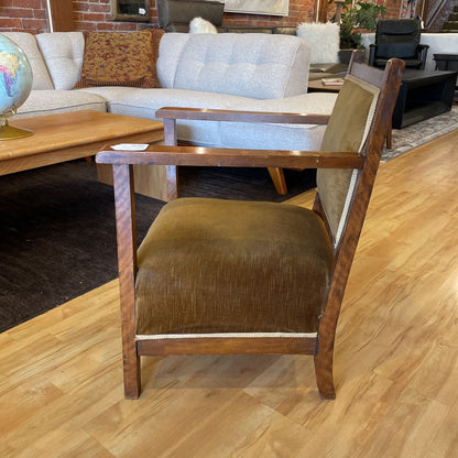 Small Wood with Gold Velvet Armchair