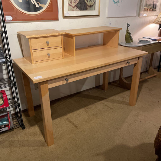 Blonde 1 Drawer Desk w/ Modular Shelf Units
