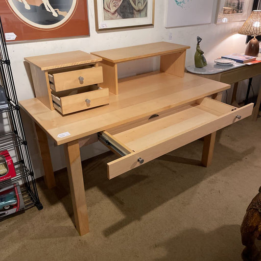 Blonde 1 Drawer Desk w/ Modular Shelf Units