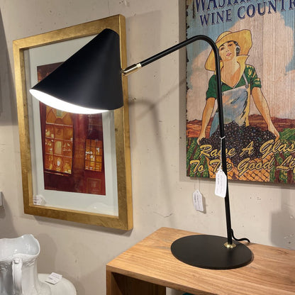 Conical Head Angled Base Black Metal Tample Lamp