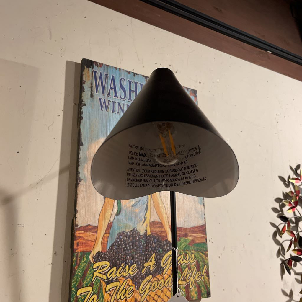 Conical Head Angled Base Black Metal Tample Lamp