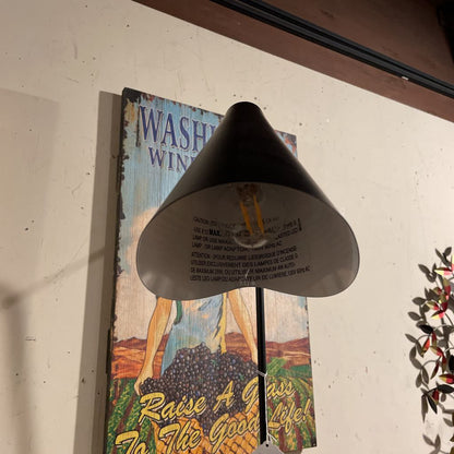 Conical Head Angled Base Black Metal Tample Lamp