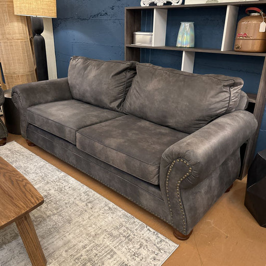 Contemporary Microsuede Nailhead Sofa