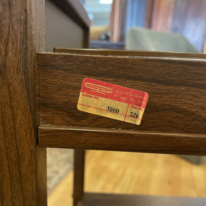 Dark Wood Two Tier Rolling Cart on Casters