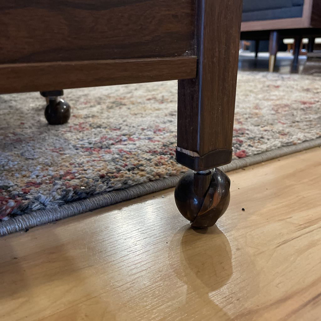 Dark Wood Two Tier Rolling Cart on Casters