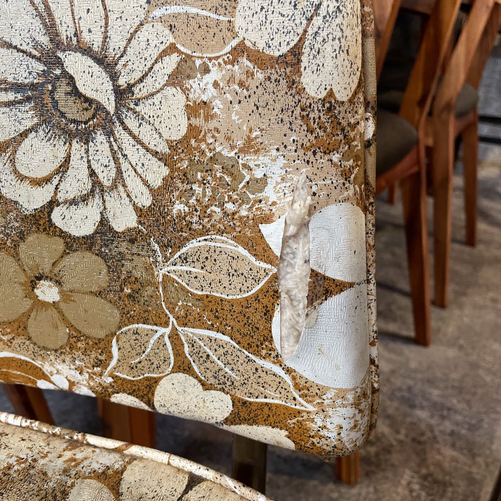 Metal Craft Groovy Brown & White Floral Dining Chairs SET/4