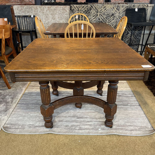 Quartersawn Oak Square Dining Table w/ Turned Legs