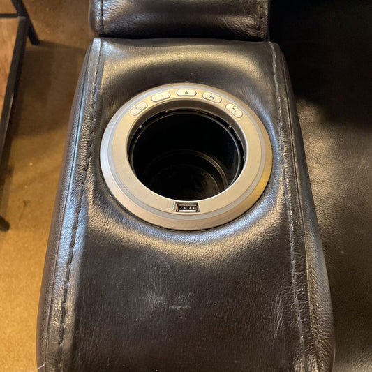 Car cup holder with leather armrest