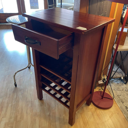 Warm Tone 4 Tier Wine Cabinet with Top Drawer