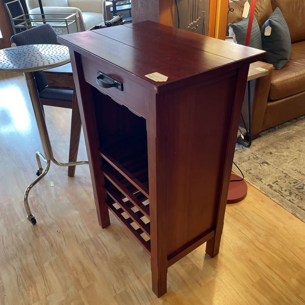 Warm Tone 4 Tier Wine Cabinet with Top Drawer