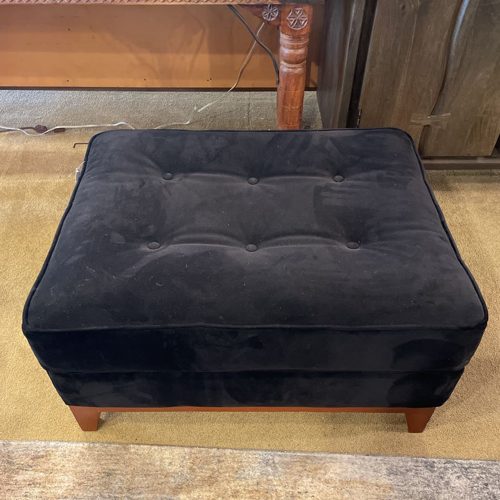 Black Velvet Tufted Ottoman