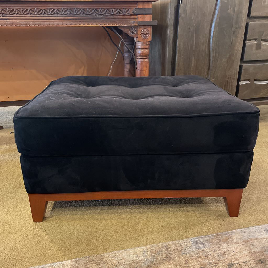 Black Velvet Tufted Ottoman