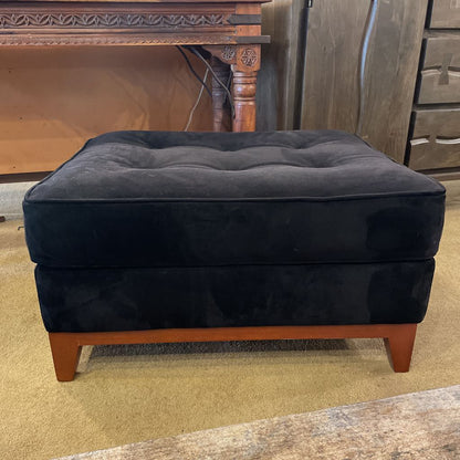 Black Velvet Tufted Ottoman