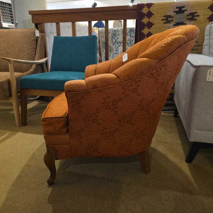Orange Clam Shell Wingback Chair