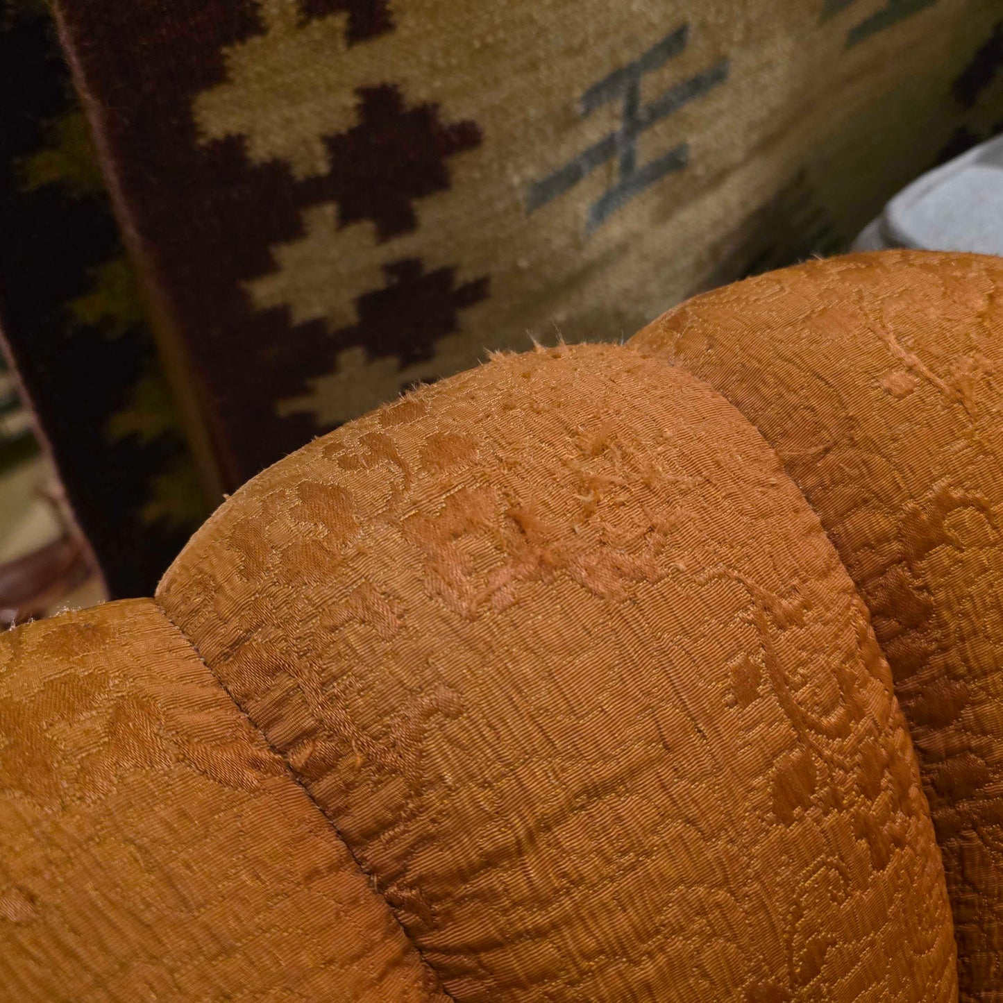 Orange Clam Shell Wingback Chair