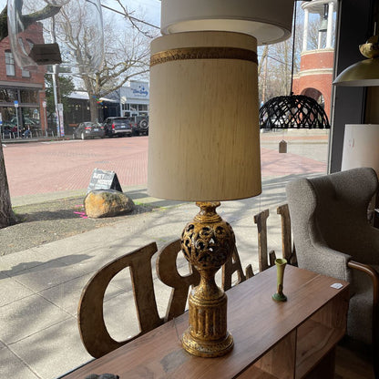 Vintage Gold Base Lamp w/ Cutout Details
