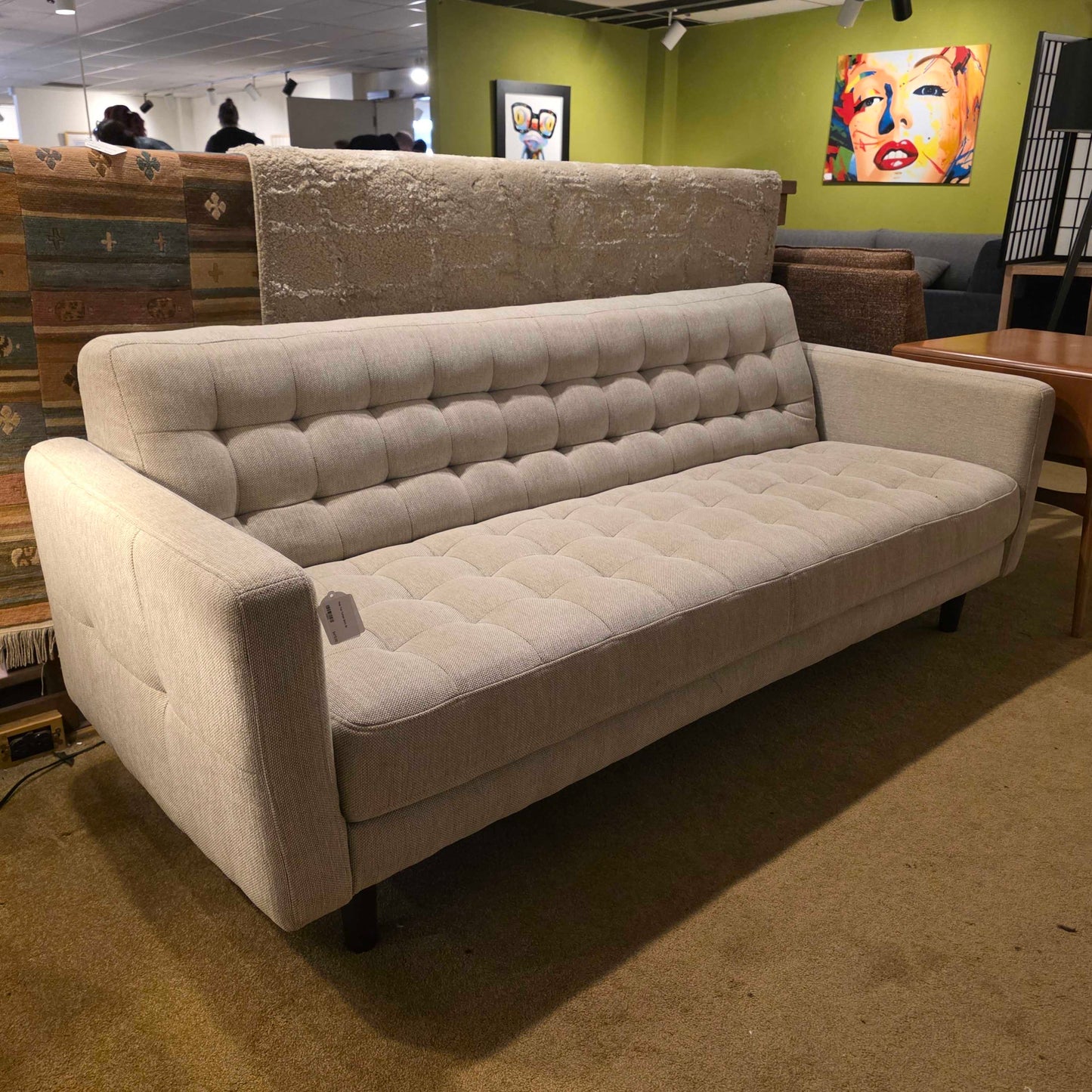 Pale Tan Tufted Sofa
