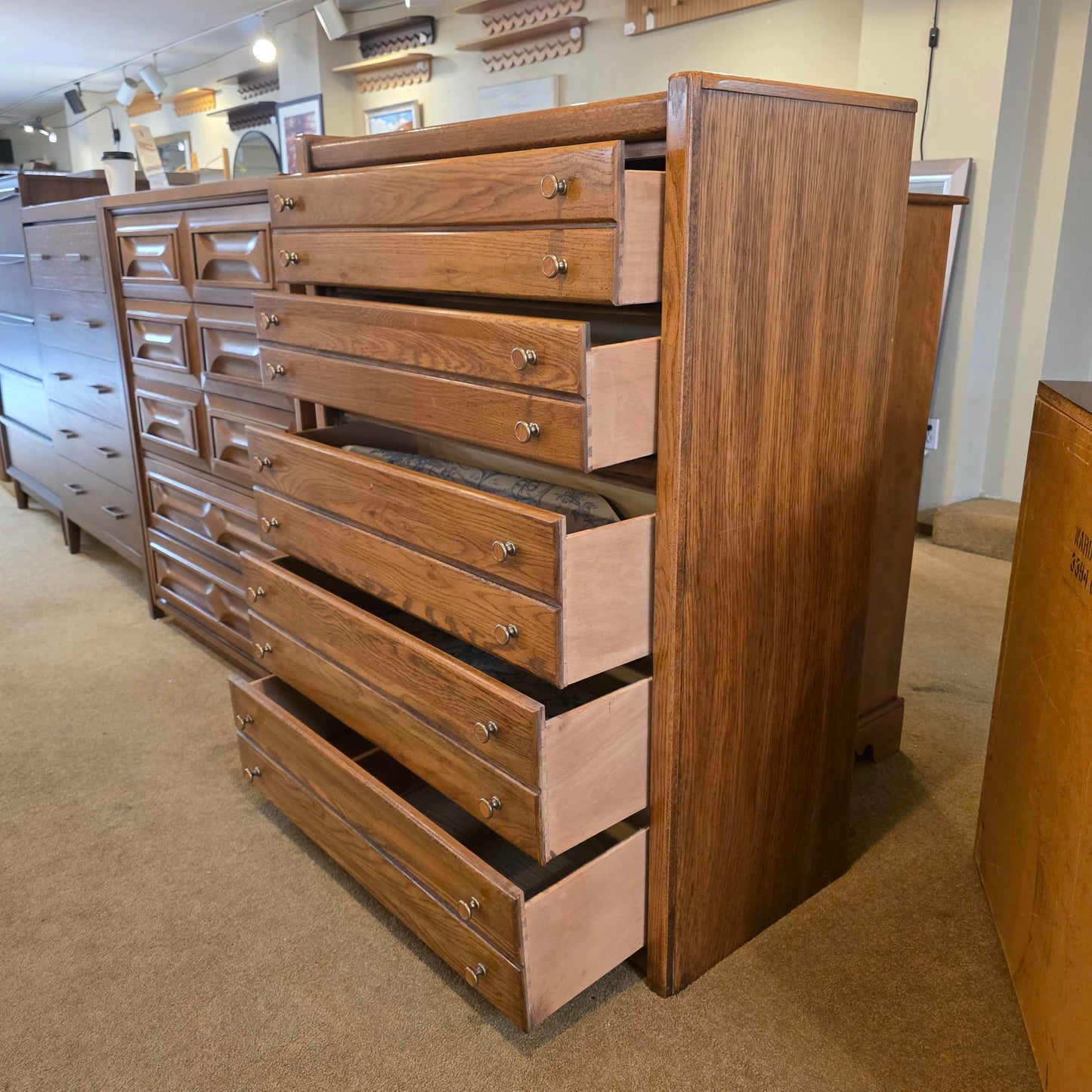 80's Oak Highboy Dresser