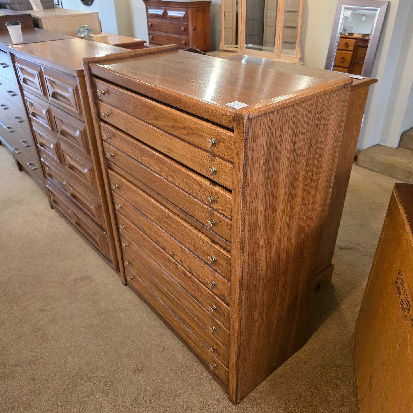 80's Oak Highboy Dresser