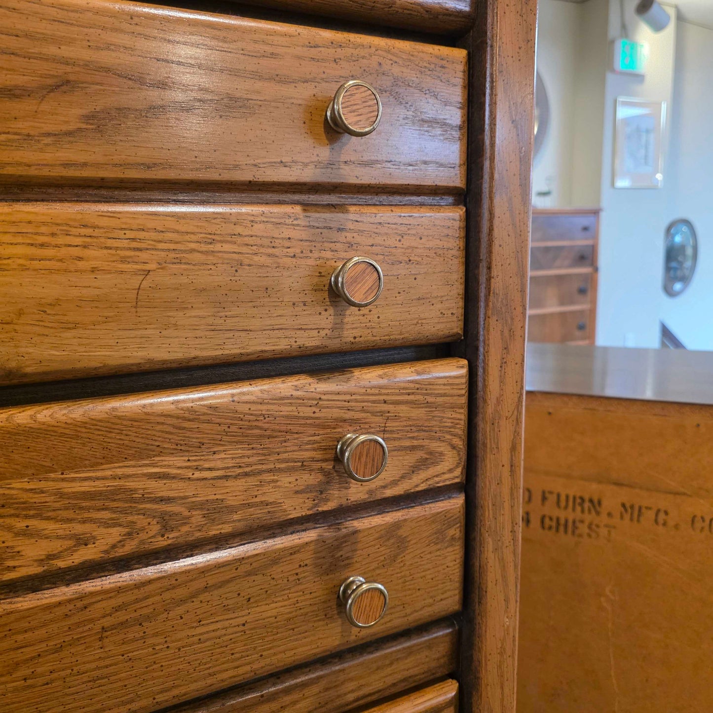 80's Oak Highboy Dresser