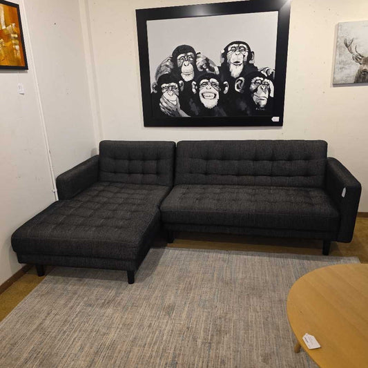 Dark Navy Tufted LAF Sectional