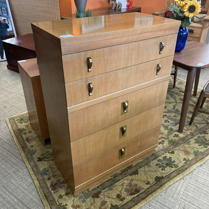 Vintage Natural Brass Handle Highboy (AS IS)