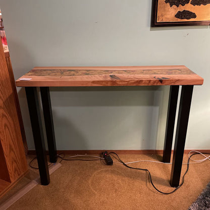 Local Craftsman Maple and Floral Resin Console Table C CONSOLE TABLES