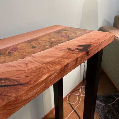 Local Craftsman Maple and Floral Resin Console Table C CONSOLE TABLES