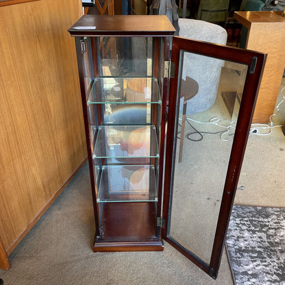 Dark Wood 4 tier Glass Panel Display Cabinet