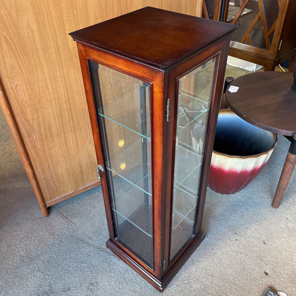 Dark Wood 4 tier Glass Panel Display Cabinet