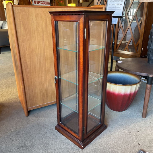 Dark Wood 4 tier Glass Panel Display Cabinet