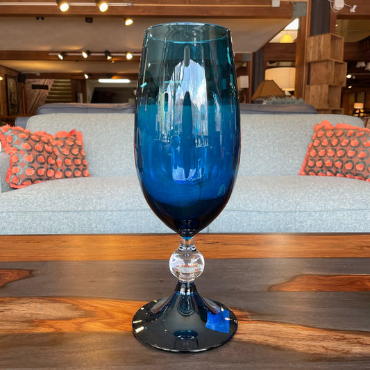 Large Blue Decor Goblet with Clear Ball Accent SMALLS